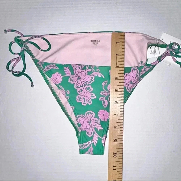 NEW Xirena Xwim Sims Bikini Swim Bottom Size Large Caprisyn Green Pink Floral - Picture 15 of 15